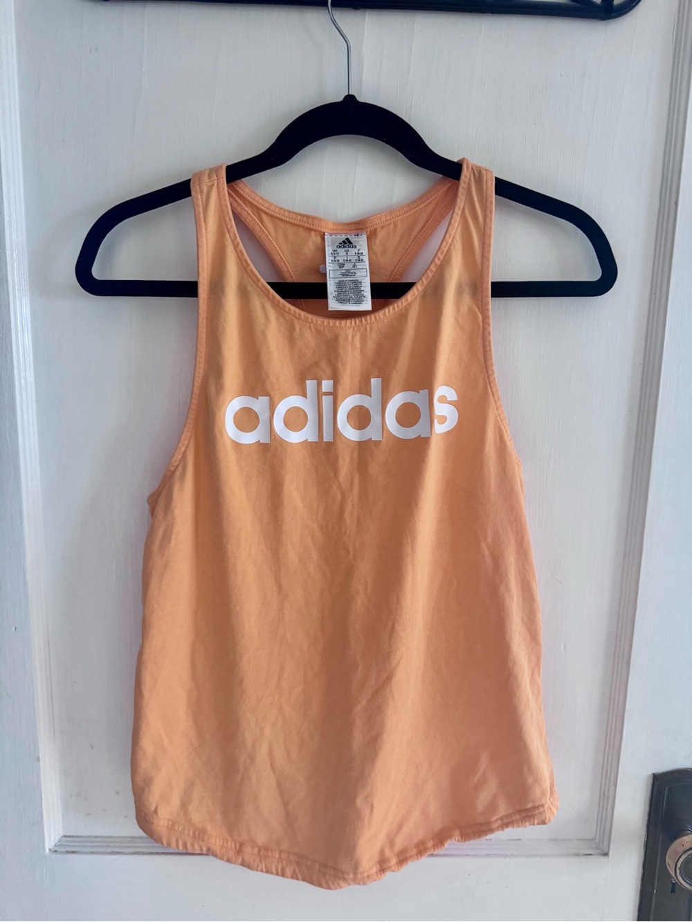 adidas Women's Orange & white classic Tank Top, Sleeveless Active Tee - Small